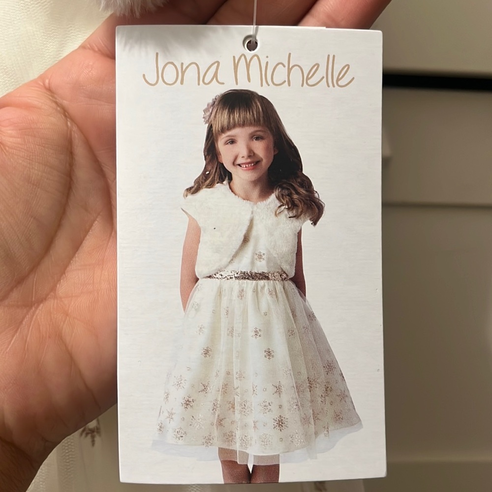 White and glitter rose gold dress